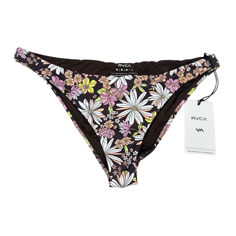 NWT RVCA Lemonade Medium Brown Bikini Bottoms Women’s Size M/10 Beach Swimwear - Picture 3 of 5